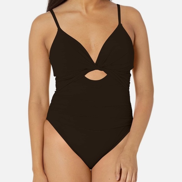 Lablanca black one piece swimsuit twist front 8 bathing suit La Blanca keyhole - Picture 1 of 6